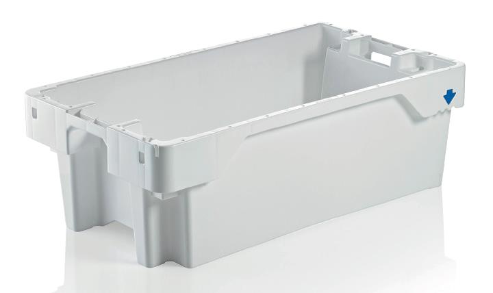 Přepravka 8170 bílá, OÚ, uzavřená, otočně stohovatelná, dno s odtokovými otvory, 60 l